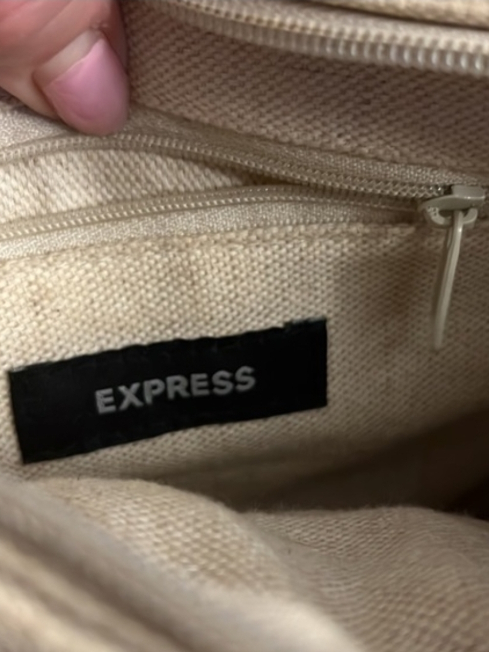 Express Woven Straw Tote in Beige with Tan Handles - Picture 4 of 5
